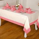 Finezza 160x230 cm 17 Parça 8 Kişilik Armine Pamuk Kumaş Krem Kırmızı Sofra Takımı
