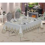 Finezza 160x230 cm 17 Parça 8 Kişilik Buket Dantelli Keten Gri Sofra Takımı
