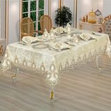 Finezza 160x230 cm 17 Parça 8 Kişilik Fulya Dantelli Kadife Krem Sofra Takımı