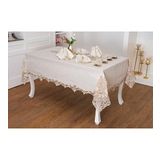 Finezza 160x230 cm 17 Parça 8 Kişilik Henna Güpürlü Keten Bej Sofra Takımı
