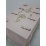 Finezza 160x230 cm 17 Parça 8 Kişilik Henna Güpürlü Keten Pudra Sofra Takımı