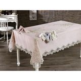 Finezza 160x230 cm 17 Parça 8 Kişilik Masal Güpürlü Keten Pudra Sofra Takımı