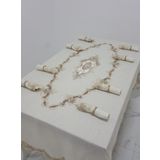 Finezza 160x230 cm 17 Parça 8 Kişilik Perla Güpürlü Keten Bej Sofra Takımı