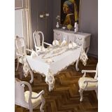 Finezza 160x230 cm 17 Parça 8 Kişilik Perla Güpürlü Keten Krem Sofra Takımı