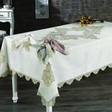 Finezza 160x230 cm 17 Parça Venüs Dantelli Keten Bej 8 Kişilik Sofra Takımı