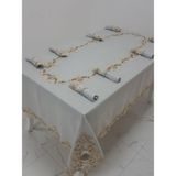 Finezza 160x230 cm Anka Lüx Dantelli Simli Keten Kumaş Gri Masa Örtüsü