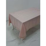 Finezza 160x230 cm Antik Lüx Jakar Bordürlü Keten Kumaş Pudra Dikdörtgen Masa Örtüsü