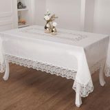 Finezza 160x230 cm Beril Lüx Dantelli Keten Kumaş Krem Masa Örtüsü