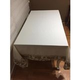 Finezza 160x230 cm Garden Baskılı Pamuk Duck Kumaş Krem Çiçek Bantlı Dikdörtgen Masa Örtüsü