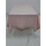 Finezza 160x230 cm Gonca Lüx Jakar Bordürlü Keten Kumaş Pudra Dikdörtgen Masa Örtüsü