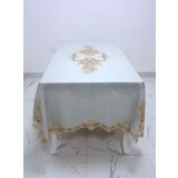 Finezza 160x230 cm Henna Lüx Dantelli Simli Keten Kumaş Gri Dikdörtgen Masa Örtüsü