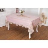 Finezza 160x230 cm Henna Lüx Dantelli Simli Keten Kumaş Pudra Dikdörtgen Masa Örtüsü