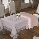 Finezza 160x230 cm Narin Lüx Dantelli Keten Kumaş Gri Dikdörtgen Masa Örtüsü