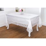 Finezza 160x230 cm Narin Lüx Dantelli Keten Kumaş Krem Dikdörtgen Masa Örtüsü
