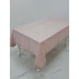 Finezza 160x230 cm Nergis Jakar Bordürlü Keten Kumaş Pudra Masa Örtüsü