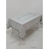 Finezza 160x230 cm Nergis Lüx Jakar Bordürlü Keten Kumaş Gri Dikdörtgen Masa Örtüsü