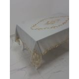 Finezza 160x230 cm Perla Lüx Dantelli Simli Keten Kumaş Gri Dikdörtgen Masa Örtüsü