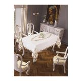 Finezza 160x230 cm Perla Lüx Dantelli Simli Keten Kumaş Krem Masa Örtüsü