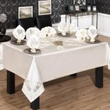 Finezza 170x230 cm 17 Parça 8 Kişilik Anjelica Güpürlü Monoray Beyaz Sofra Takımı
