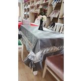 Finezza 170x230 cm Gelin Lüx Krem Dantelli Monoray Kumaş Gri Dikdörtgen Masa Örtüsü