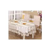 Finezza 170x230 cm Isabella Lüx Dantelli Strass Taşlı Monoray Kumaş Krem 2 Parça Masa Örtüsü ve Runner