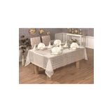Finezza 170x280 cm 17 Parça 8 Kişilik Mimoza Lüx Dantelli Monoray Kumaş Krem Dikdörtgen Sofra Takımı
