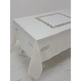 Finezza 170x330 cm Bahar Lüx Dantelli Krep Kumaş Krem Dikdörtgen Masa Örtüsü