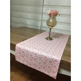 Finezza 40x140 cm Melisa Damask Baskılı Duck Kumaş Krem Kırmızı Runner