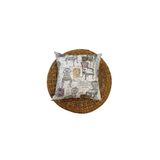 Finezza 45x45 cm Country Baskılı Duck Kumaş Krem Kırlent
