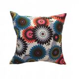 Finezza 45x45 cm Geometrik Çiçek Baskılı Duck Pamuk Kumaş Krem Kırlent