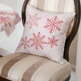 Finezza 45x45 cm Kartanesi Baskılı Kumaştan Beje Kırmızı Kırlent