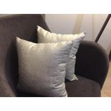 Finezza 45x45 cm Linen Pamuk Keten Baskılı Krem Gümüş 2'li Kırlent