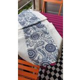 Finezza 50x150 cm Ela Etnik Baskılı Duck Kumaş Krem/Renkli Runner