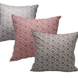 Finezza 813 3 Adet 45x45 cm Kahve Kırmızı Gümüş Renkli Melisa Damask Baskılı Kırlent