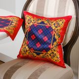 Finezza Belize Baskılı Saten Kırmızıya Siyah Kırlent Kılıfı 45x45 Cm İkili -1435