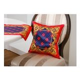Finezza Belize Baskılı Saten Kumaş Kırmızıya Siyah Kırlent Kılıfı 45x45 Cm- 1443
