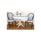 Finezza Çini Pamuk Duck Baskılı Kumaş Krem Mavi Runner Kırlent Seti 3 Parça 40X145 Cm 54