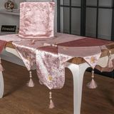 Finezza Clair KadifeNakışlı Runnerlı Pudra Salon Takımı 5 Parça - 1276