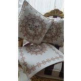 Finezza Frame Pamuk Duck Baskılı Kumaş Krem/Bej Runner&Kırlent Seti 3 Parça - 57