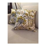 Finezza Gardens Çiçek Baskılı Pamuklu Kumaş Krem Yeşil Kırlent 45X45 Cm İkili 812