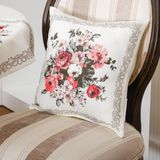 Finezza Gardenya Baskılı Kumaş Kreme Çiçekli Kırlent Kılıfı 45x45 Cm - 1440