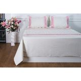 Finezza Gülfem Pamuk Baskılı Krem Pembe Yatak Örtüsü Çift Kişilik 6 Parça -1450 - 230 x 260 cm