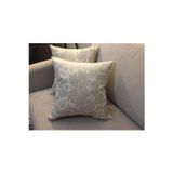 Finezza Keten Yaprak Baskılı Pamuklu Kumaş Krem Bej Kırlent 45x45 Cm İkili 786