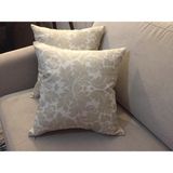 Finezza Keten Yaprak Baskılı Pamuklu Kumaş Krem/Bej Kırlent 45*45 cm İkili - 786 - 45 x 45 cm