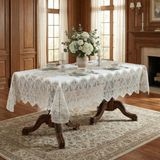 Finezza Lilyum Dantelli Kadife Krem Bej Masa Örtüsü Dikdörtgen 160x230 Cm 1605