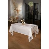 Finezza Miranda Lüx Dantelli Monoray Kumaş Krem Masa Örtüsü 170x230 Cm 1005