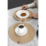 Fing Ev 2 Adet 32CM Yuvarlak Hasır Jüt Amerikan Servis Hasır Jüt Örgü Supla Sunum Takımı - 32 x 32 cm - Hardal Sarısı