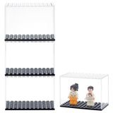 FINGERINSPIRE 4 adet minifigür vitrin 3.7x2.7x1.9 inç istiflenebilir model vitrin plastik vitrin tabanı ile şeffaf yapı taşları kutuları minyatür aksiyon figürleri blokları