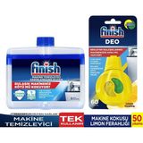 Finish 2'li Set Bulaşık Makinesi Temizleyici 250 ml ve Deo Bulaşık Makinesi Kokusu Limon Ferahlığı - Beyaz