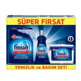 Finish 400 ml Parlatıcı + 250 ml Sıvı Makine Temizleyici + 500 gr Tuz Temizlik ve Bakım Seti
